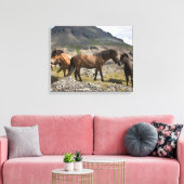 アイスランドのホファンの近くの馬の群れ キャンバスプリント (インサイチュ (リビング))