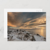 アイスランドのマイバタン湖の夕日 ポストカード (正面/裏面)