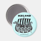 アイスランドのマグネットとバイキングをドレカーペンインクアートで マグネット (正面/裏面)