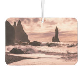 アイスランドのレイニスファラブラックサンドビーチに夕日 カーエアーフレッシュナー (裏面)