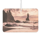 アイスランドのレイニスファラブラックサンドビーチに夕日 カーエアーフレッシュナー (正面)