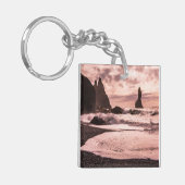 アイスランドのレイニスファラブラックサンドビーチに夕日 キーホルダー (正面左)