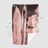 アイスランドのレイニスファラブラックサンドビーチに夕日 ゴルフタオル (インサイチュ)