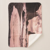 アイスランドのレイニスファラブラックサンドビーチに夕日 シェルパブランケット (正面)