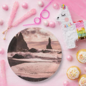 アイスランドのレイニスファラブラックサンドビーチに夕日 ペーパープレート (パーティー)