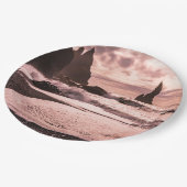 アイスランドのレイニスファラブラックサンドビーチに夕日 ペーパープレート (アングル)