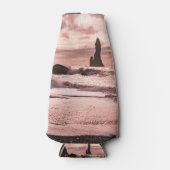 アイスランドのレイニスファラブラックサンドビーチに夕日 ボトルクーラー (正面)