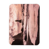 アイスランドのレイニスファラブラックサンドビーチに夕日 マグネット (縦)