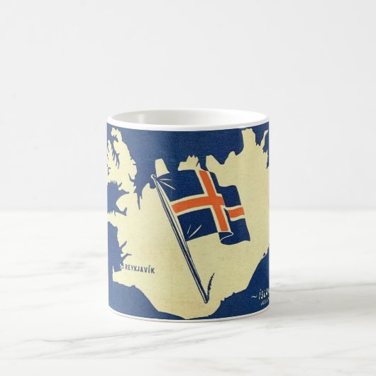 アイスランドのヴィンテージ地図マグ コーヒーマグカップ (中央)