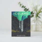 アイスランドのヴィンテージ Svartifoss 滝 オーロラ トラベル ポストカード (スタンド正面)