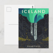 アイスランドのヴィンテージ Svartifoss 滝 オーロラ トラベル ポストカード (正面/裏面)