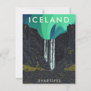 アイスランドのヴィンテージ Svartifoss 滝 オーロラ トラベル ポストカード