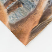 アイスランドの冬のアイスランドの馬 フリースブランケット (角)