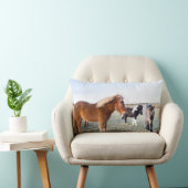 アイスランドの冬のアイスランドの馬 ランバークッション (椅子)