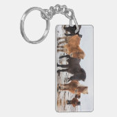 アイスランドの冬のアイスランド馬 キーホルダー (正面左)