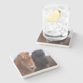 アイスランドの冬のアイスランド馬 ストーンコースター (横)