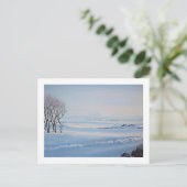 アイスランドの冬の風景オリジナル油絵 シーズンポストカード (スタンド正面)