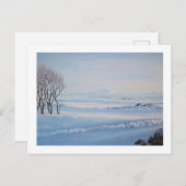 アイスランドの冬の風景オリジナル油絵 シーズンポストカード (正面/裏面)