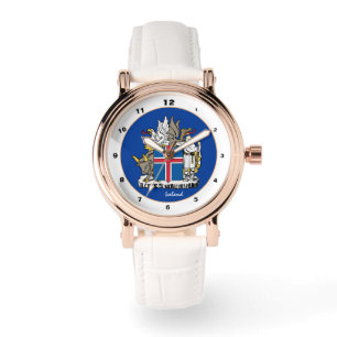 アイスランドの国旗とアイスランドのエンブレム ファッション/デザイン 腕時計
