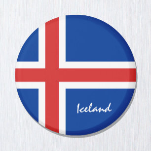 アイスランドの国旗とアイスランド-旅行/スポーツファン マグネット