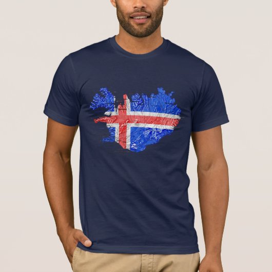 アイスランドの国旗カラーマップTシャツ Tシャツ (正面)