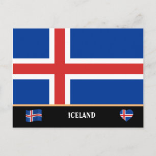 アイスランドの国旗 & アイスランド旅行 / アイスランド ポストカード
