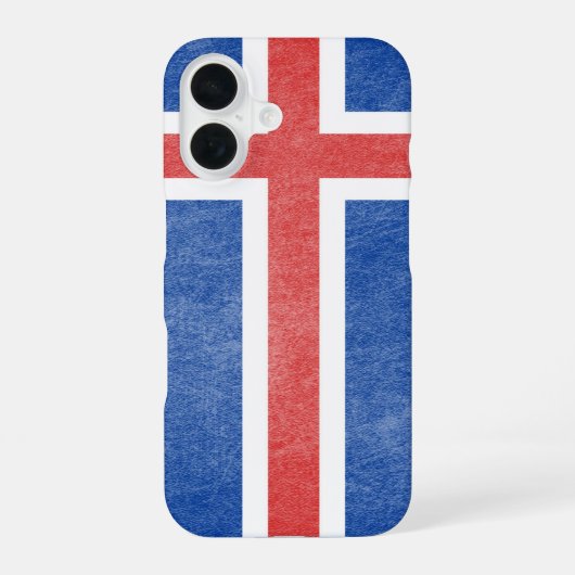 アイスランドの国旗 グランジ iPhone 16ケース (裏面)