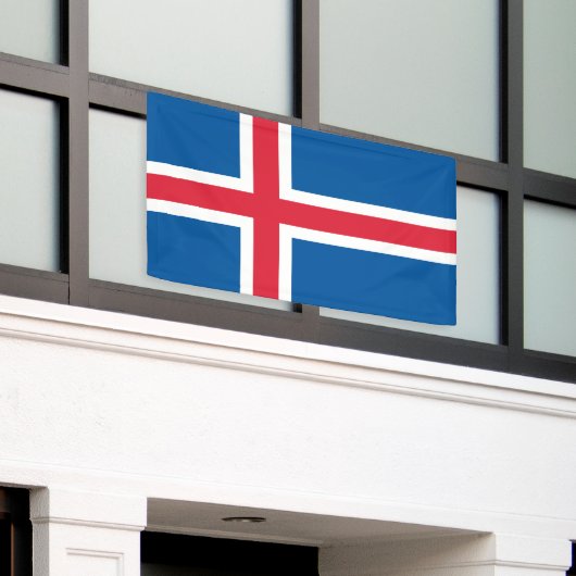 アイスランドの国旗 横断幕 (ビルの外側)