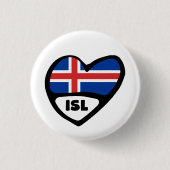 アイスランドの国番号の旗のハートPinのバッジ、ISL 缶バッジ (正面)