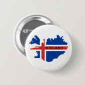 アイスランドの地図および旗が付いている記念品ボタン 缶バッジ (正面&裏面)