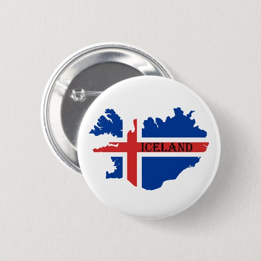 アイスランドの地図および旗が付いている記念品ボタン 缶バッジ (正面&裏面)