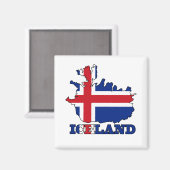 アイスランドの地図にある国旗 マグネット (正面/裏面)