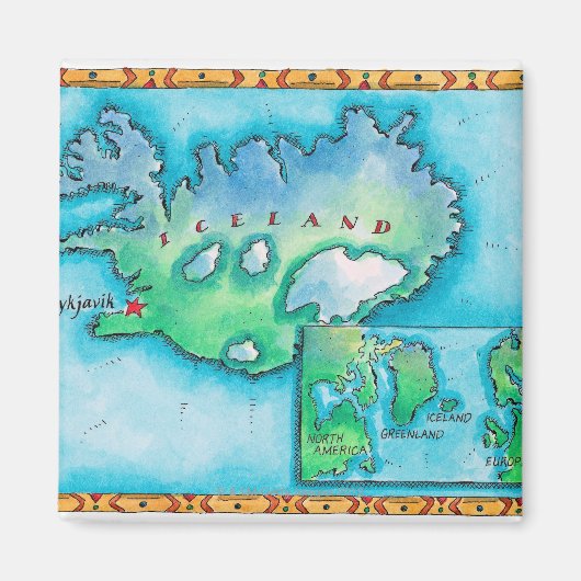 アイスランドの地図 マグネット (正面)