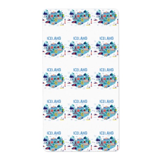 アイスランドの地図 ラベル (正面)