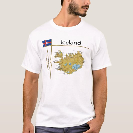 アイスランドの地図+国旗+タイトルTシャツ Tシャツ (正面)