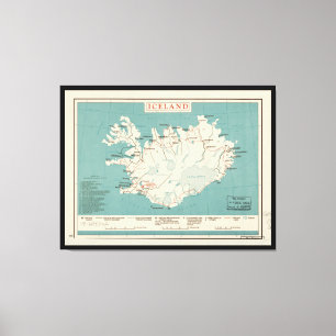 アイスランドの地図(1959年頃) キャンバスプリント