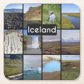 アイスランドの夏の風景 スクエアペーパーコースター (正面)