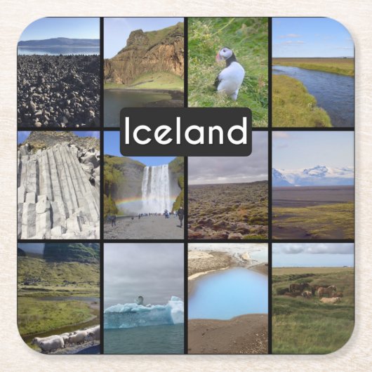 アイスランドの夏の風景 スクエアペーパーコースター (正面)