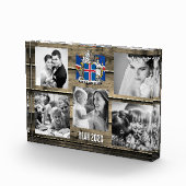 アイスランドの家族の写真ブロック、アイスランド国旗、木材 フォトブロック (右)