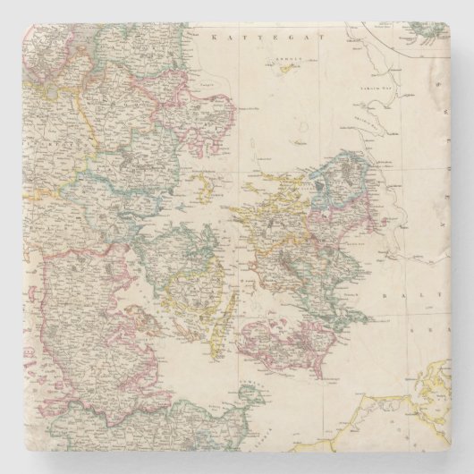 アイスランドの差込地図が付いているデンマーク ストーンコースター (正面)