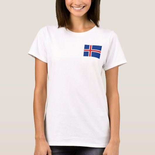 アイスランドの旗と地図のTシャツ Tシャツ (正面)