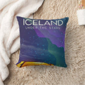 アイスランドの星空の下 ヴィンテージな旅行ポスター クッション (ブランケット)