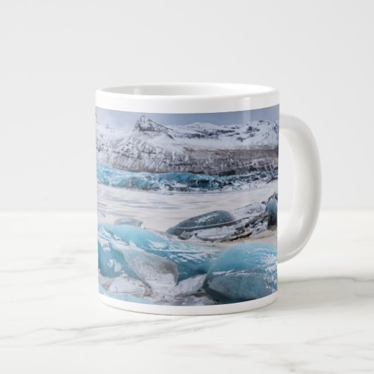 アイスランドの氷河氷の風景 ジャンボコーヒーマグカップ (正面右)