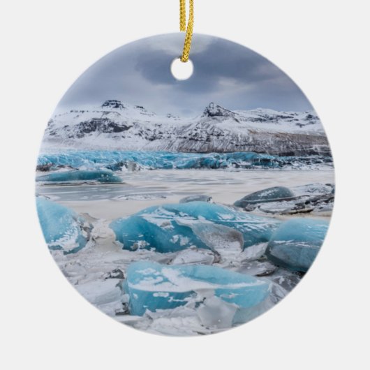 アイスランドの氷河氷の風景 セラミックオーナメント (正面)