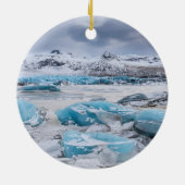 アイスランドの氷河氷の風景 セラミックオーナメント (裏面)