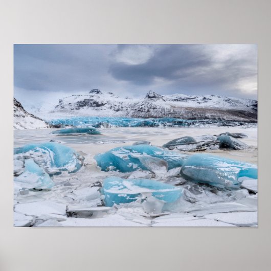 アイスランドの氷河氷の風景 ポスター (正面)