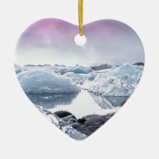 アイスランドの氷河礁湖 セラミックオーナメント
