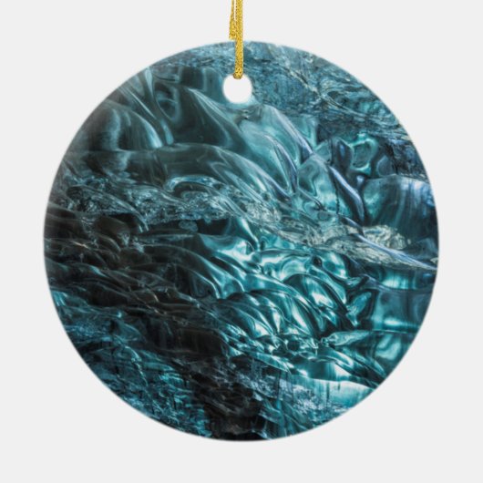 アイスランドの氷穴の青い氷 セラミックオーナメント (裏面)