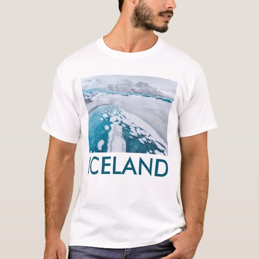 アイスランドの氷結した氷河 Tシャツ (正面)