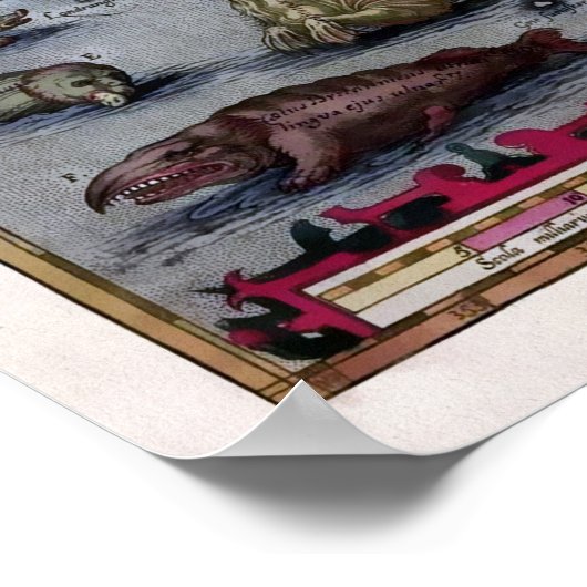 アイスランドの海の怪物1585の地図 ポスター (角)